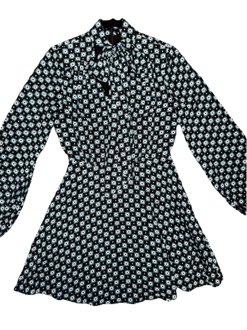 Ted Baker London Emerald Green Floral Tie-Neck A-Line Dress - Picture 6 of 13